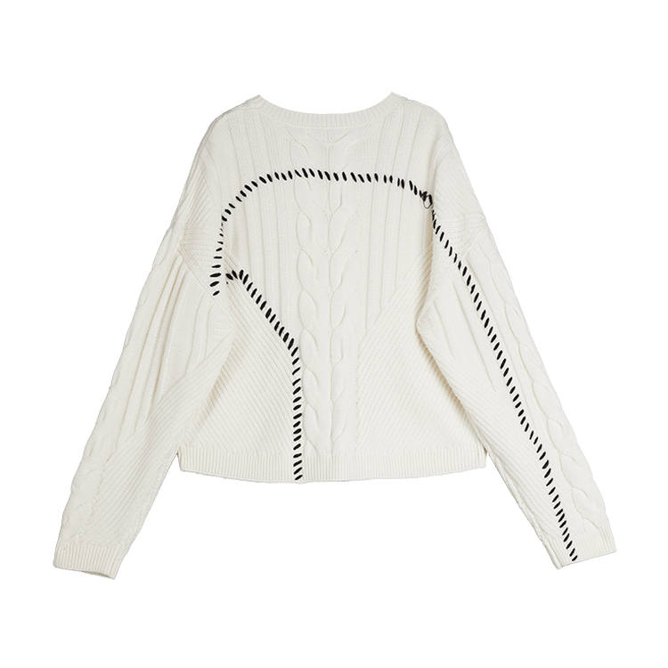 ELLE Sweaters Women's Ecru Crew Neck Moderate Other