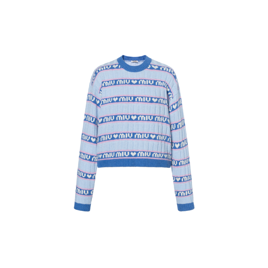 MIU MIU Cashmere Sweaters Women's Blue Crew Neck Moderate