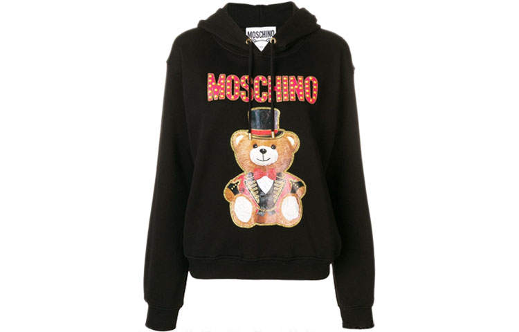MOSCHINO Sweatshirts Women's Black Hooded Moderate Regular