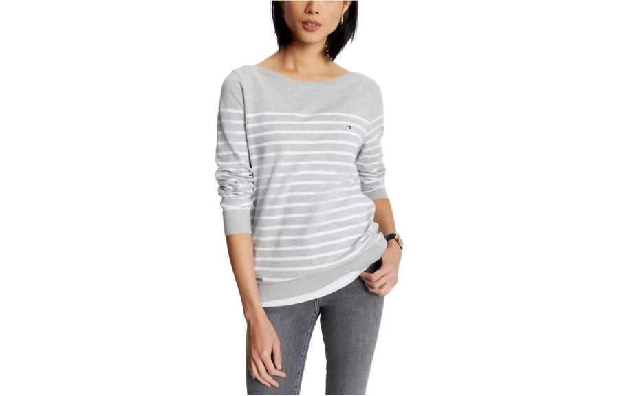 Tommy Hilfiger Sweaters Women's Gray Crew Neck Moderate Straight Fit