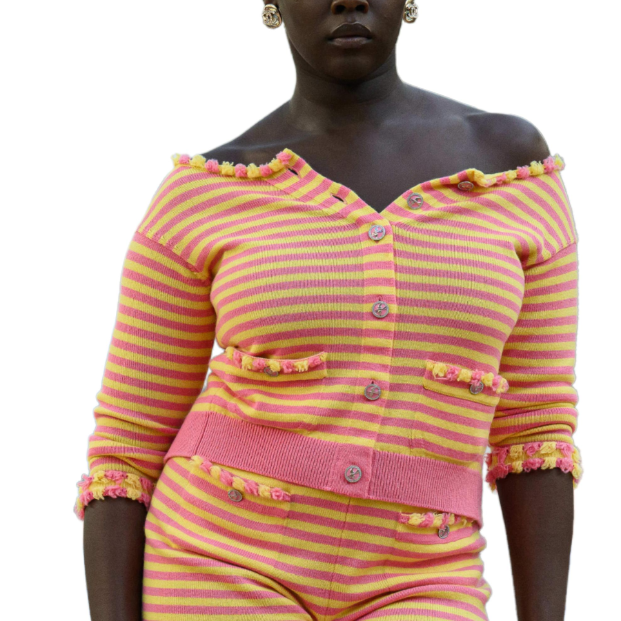 CHANEL 25S Spring Summer Collection Sweater Women's Pink Yellow