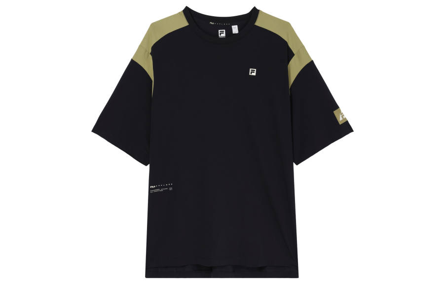 FILA T Shirts Women's Black Crew Neck Moderate Straight Fit