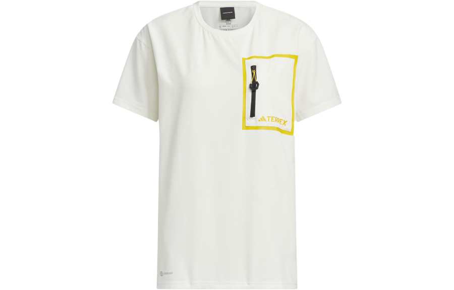 Adidas Adidas National Geographic Co Branded Section T Shirts Women's White Crew Neck Moderate Straight Fit
