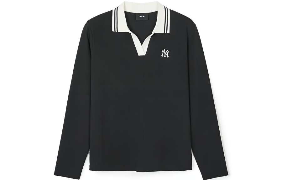 MLB New York Yankees T Shirts Women's Black Lapel Moderate Straight Fit