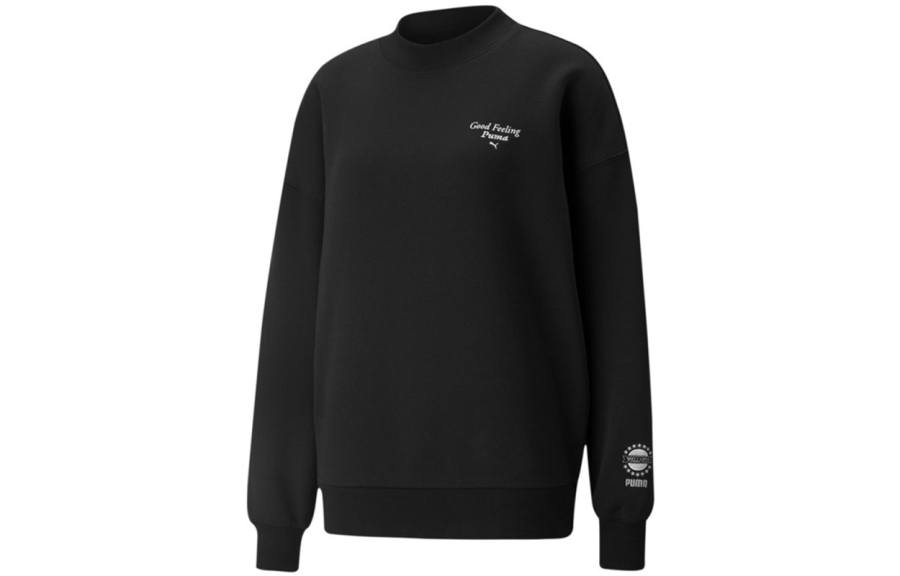 PUMA Sweatshirts Women's Black Crew Neck Moderate Regular