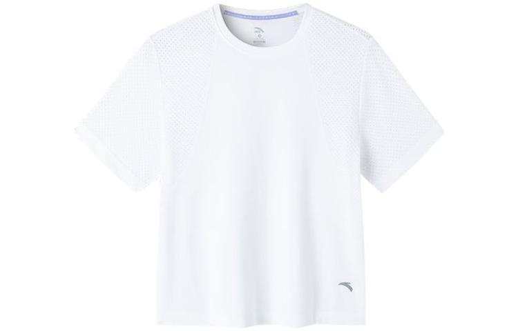 ANTA Running Collection Running T Shirts Women's White Crew Neck Moderate Straight Fit