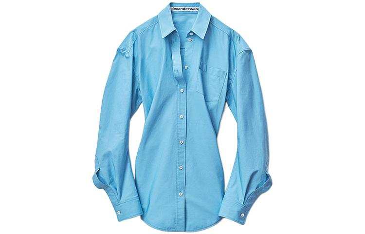 Alexander Wang Shirts Women's Sky Blue Lapel Moderate Shirt