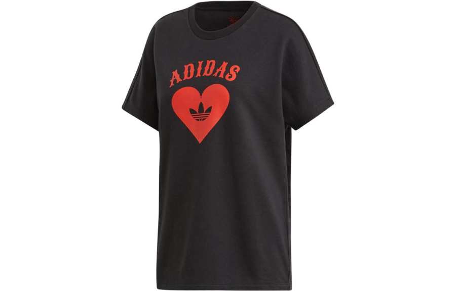 Adidas Originals T Shirts Women's Black Crew Neck Moderate Straight Fit