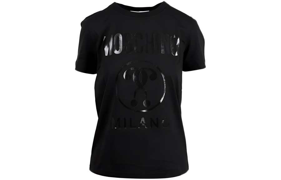 MOSCHINO T Shirts Women's Black Crew Neck Moderate Straight Fit