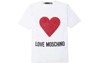 LOVE MOSCHINO T Shirts Women's White Crew Neck Thin Straight Fit