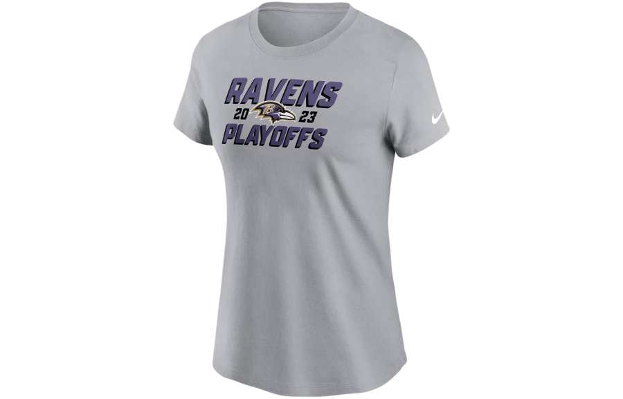 Nike Nike Baltimore Ravens 2023 NFL Playoffs Iconic T Shirt Women's Gray