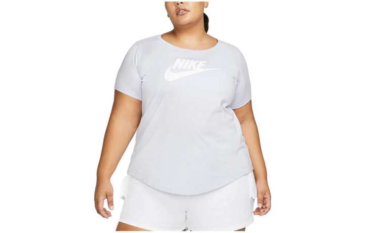 Nike Nike T Shirts Women's Silver Crew Neck Moderate Straight Fit