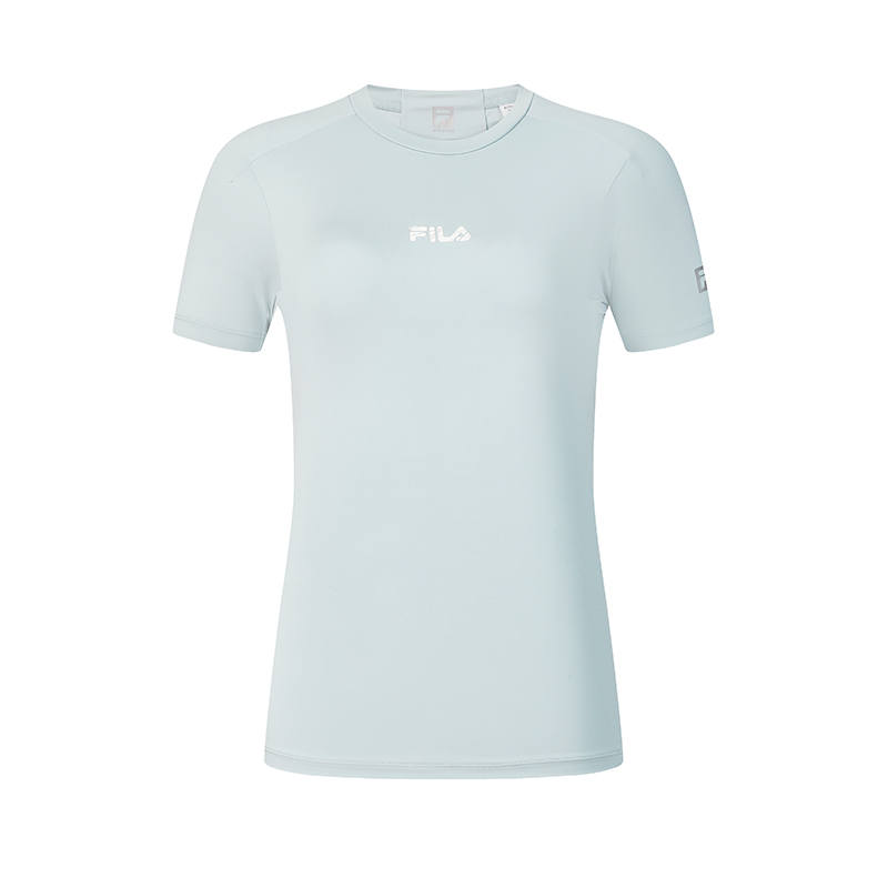 FILA T Shirts Women's Erosion Green Crew Neck Moderate Nipped In Waist
