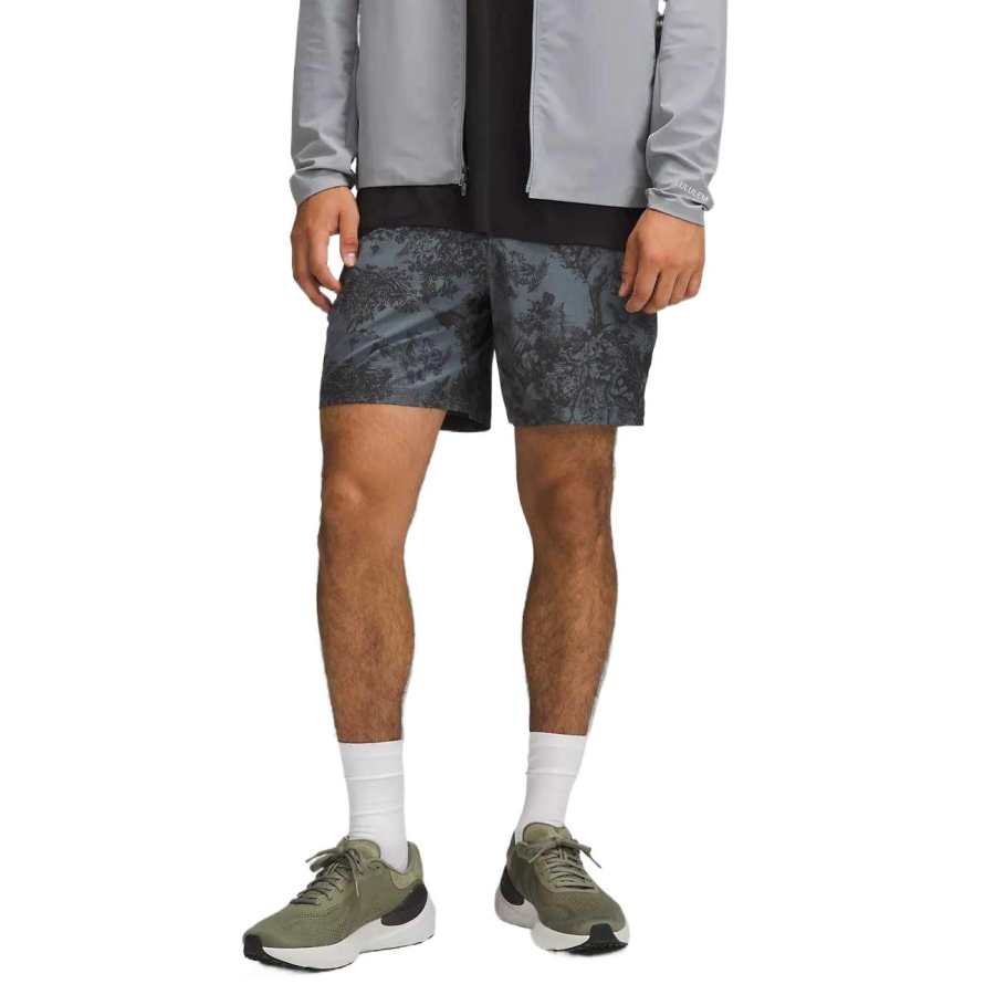 Lululemon Pace Breaker Short Casual Shorts 7' Men's Sketch Tablecloth Oil Gray Multicolor