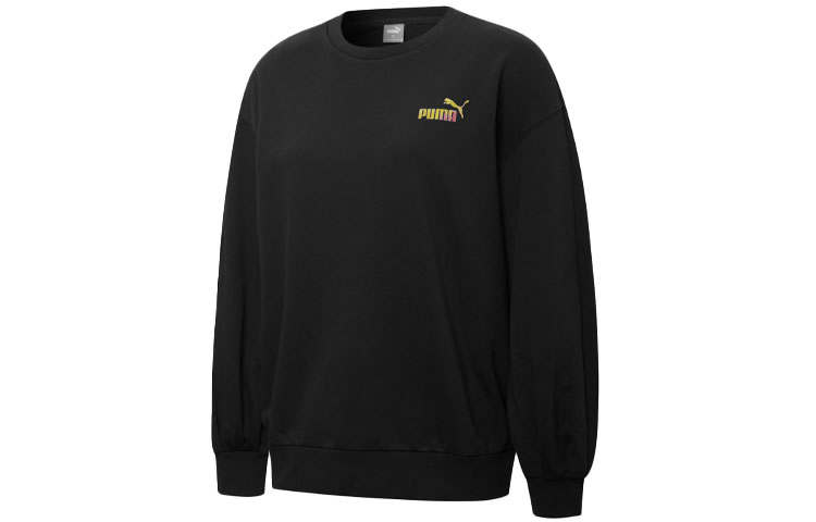 PUMA Sweatshirts Women's Black Crew Neck Moderate Regular