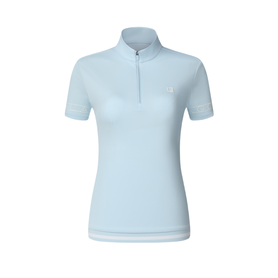 FILA T Shirts Women's Light Sky Blue Stand Collar Moderate Straight Fit