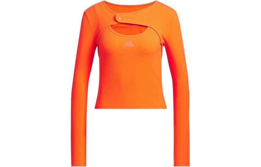 Adidas Adidas T Shirts Women's Orange Crew Neck Moderate Two Piece Set