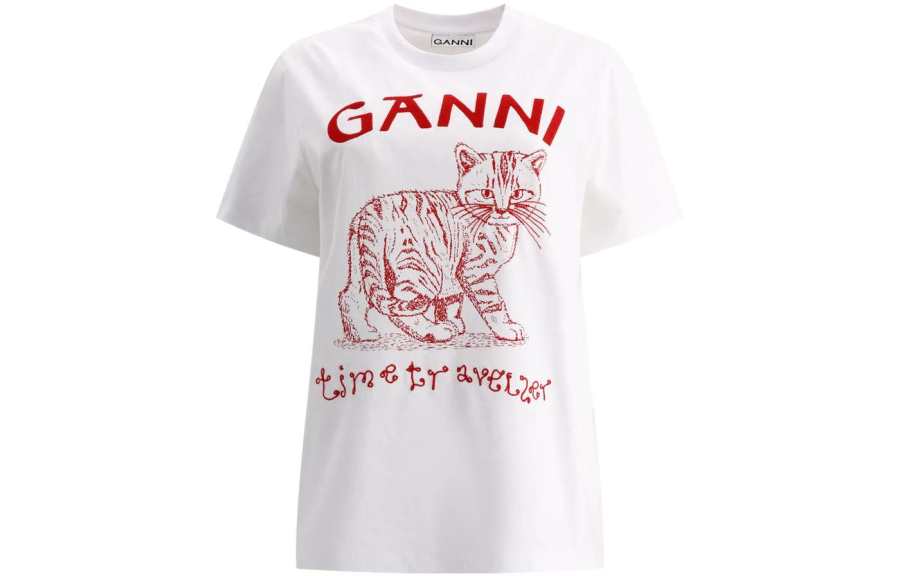 GANNI Future Cat print Cotton T shirt
