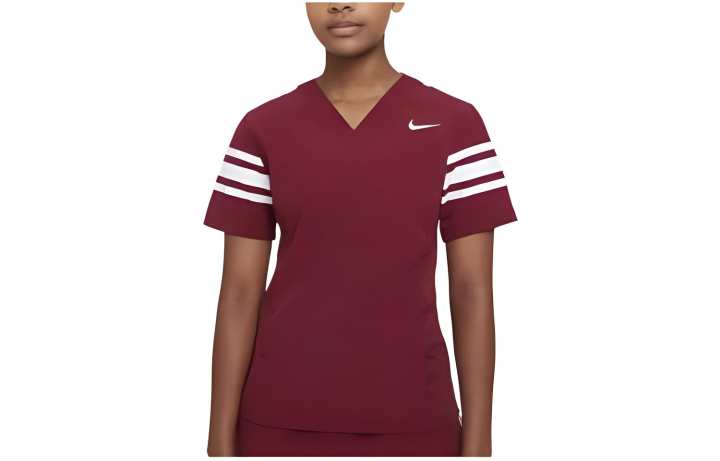 Nike Nike T Shirts Women's Red V Neck Moderate Straight Fit