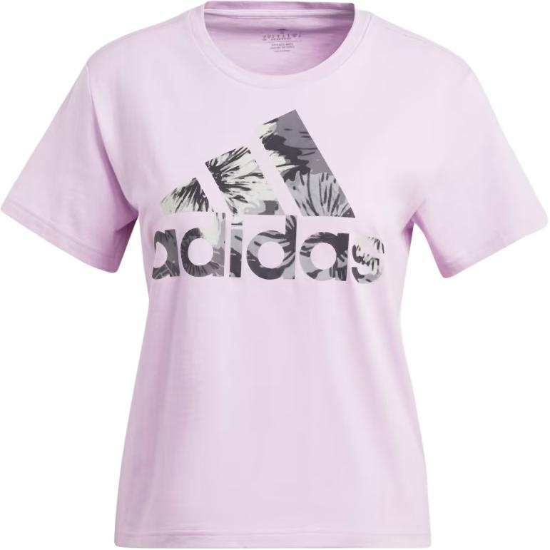 Adidas Adidas ALLOVER PRINT T Shirts Women's Lilac Crew Neck Moderate Straight Fit