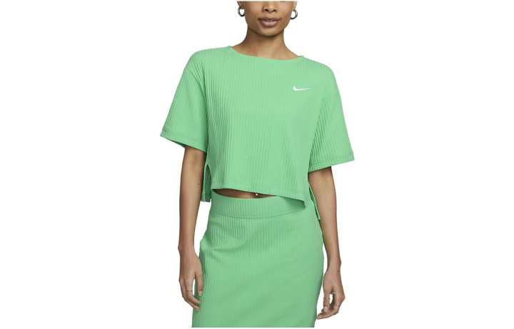 Nike Nike T Shirts Women's Green Crew Neck Moderate Straight Fit