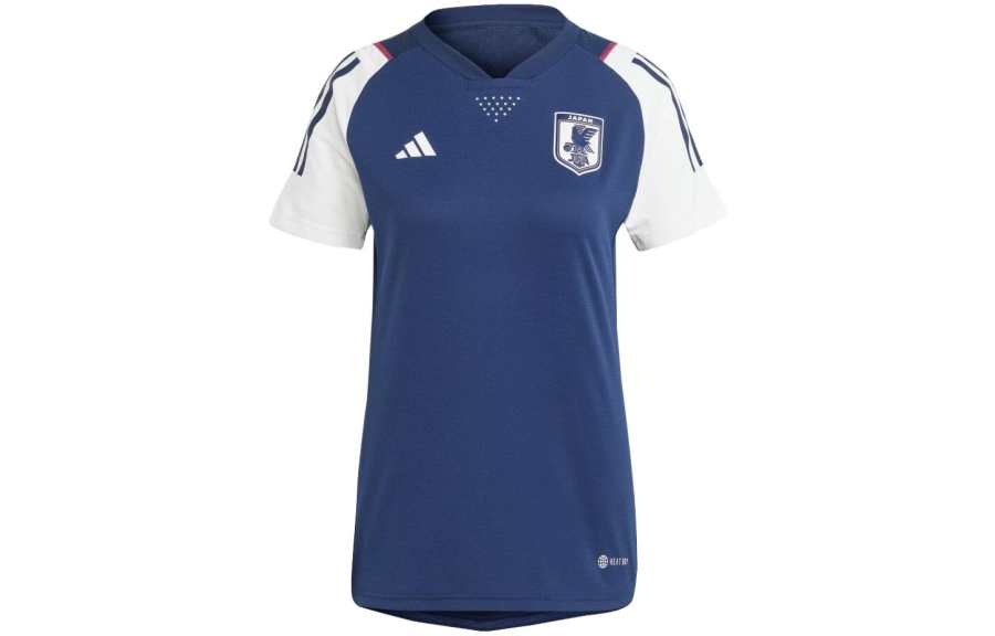 Adidas Adidas T Shirts Women's Marine Blue V Neck Moderate Straight Fit
