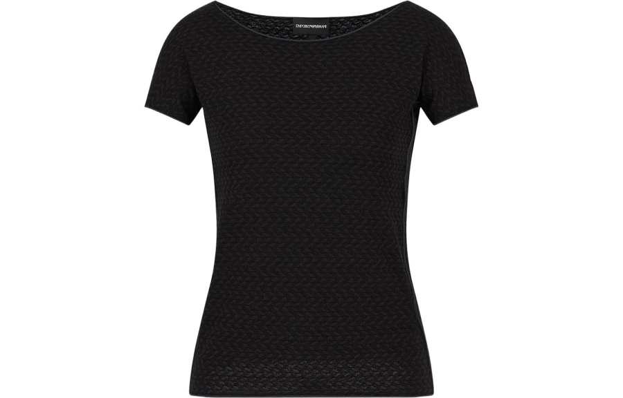 EMPORIO ARMANI T Shirts Women's Black Crew Neck Moderate Straight Fit