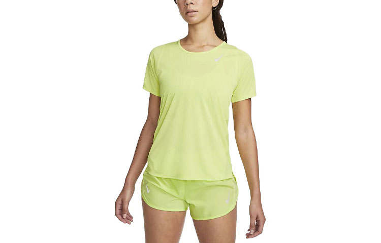 Nike Nike T Shirts Women's Light Lemon Crew Neck Moderate Straight Fit