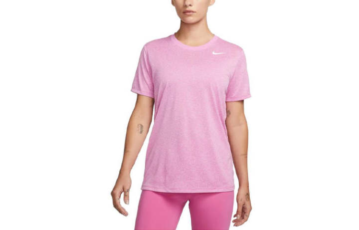 Nike Nike T Shirts Women's Fuchsia Crew Neck Moderate Straight Fit