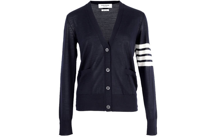 THOM BROWNE THOM BROWNE 4 Bar V Neck Cardigan