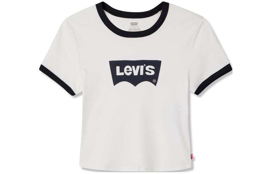 Levis T Shirts Women's White Crew Neck Moderate Other