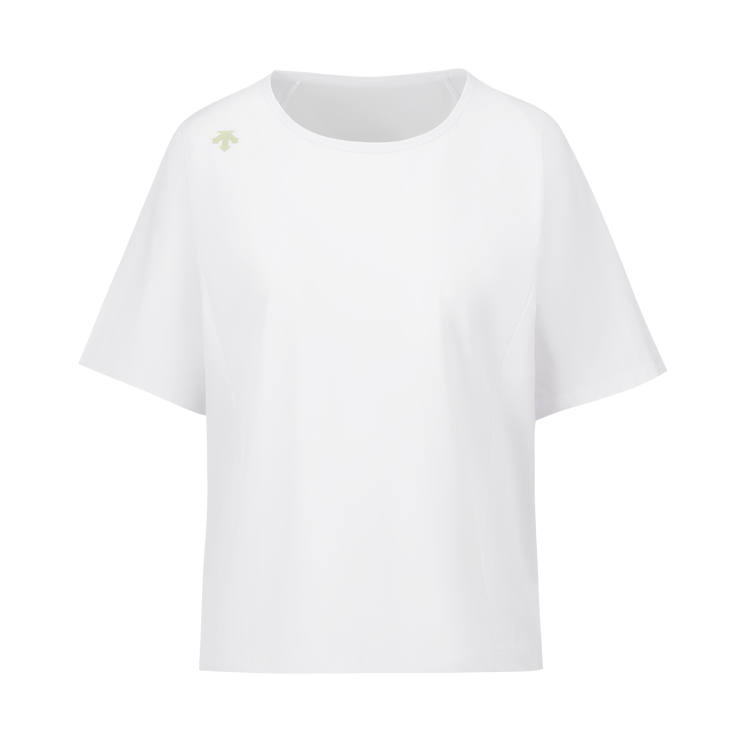 DESCENTE Women's TRAINING T Shirts Women's WT WHITE Crew Neck Moderate Straight Fit