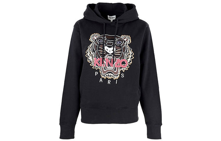 KENZO Sweatshirts Women's Black Hooded Moderate Regular