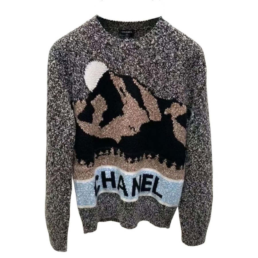 CHANEL COCO NEIGE 24 Fall Winter Sweater Women's Gray