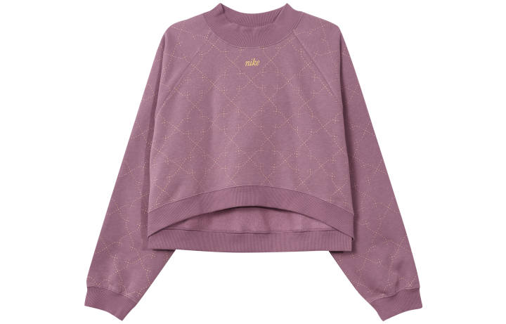 Nike Nike Athleisure Fleece Lined Short Crew Neck Cropped Sweatshirt Winter Women's Fuchsia