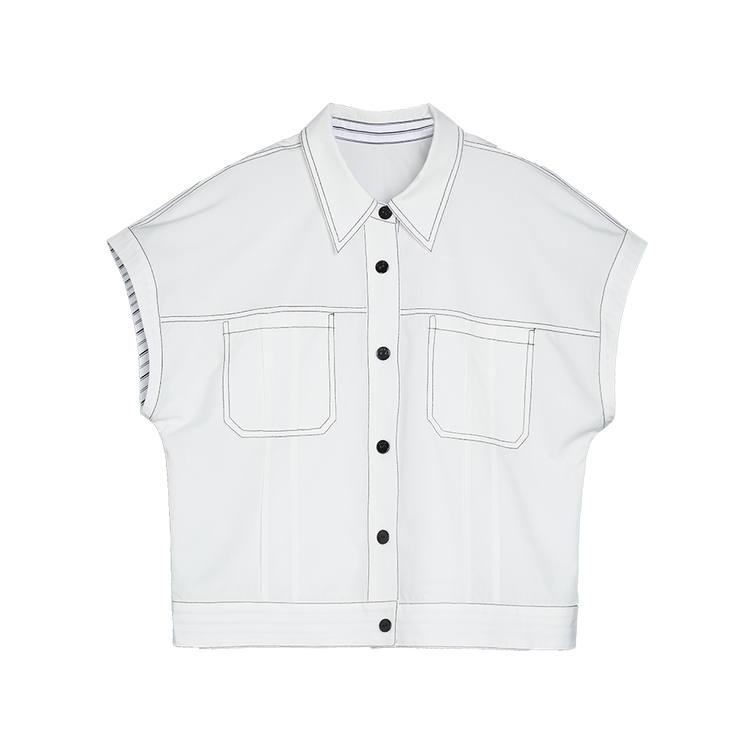 ELLE Shirts Women's White Lapel Moderate Shirt