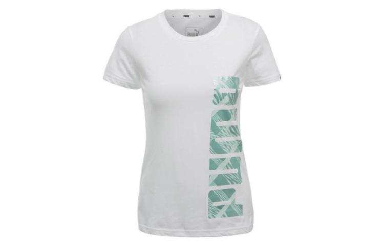PUMA T Shirts Women's White Crew Neck Moderate Straight Fit