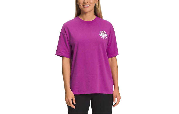 THE NORTH FACE T Shirts Women's Purple Crew Neck Moderate Straight Fit