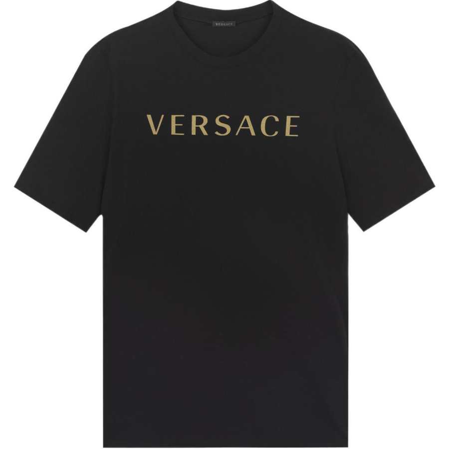 VERSACE T Shirts Women's Black Crew Neck Moderate Straight Fit