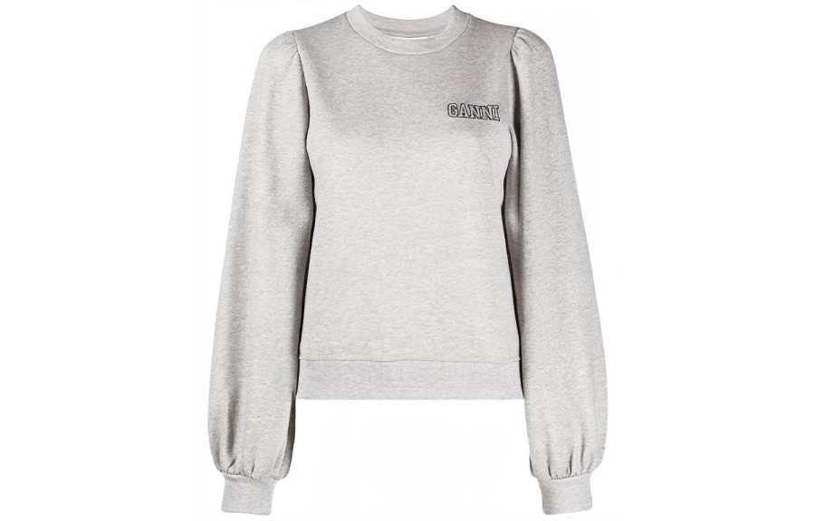 GANNI Sweatshirts Women's Gray Crew Neck Moderate Regular
