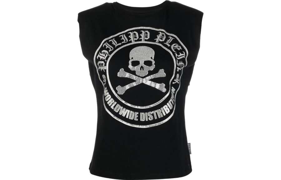 PHILIPP PLEIN 【Previous Season】embellished-logo sleeveless T-shirt