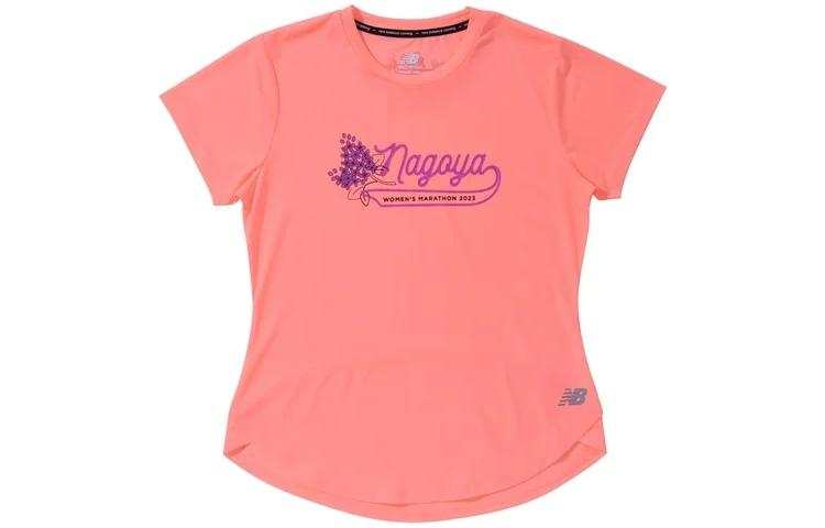 New Balance New Balance T Shirts Women's Coral Orange Crew Neck Moderate Straight Fit