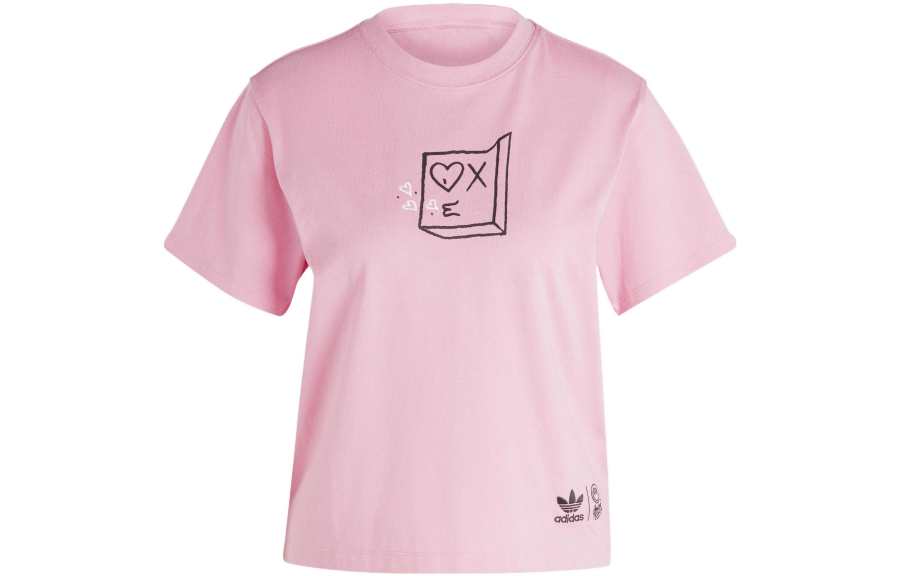 Adidas Adidas T Shirts Women's Pink Crew Neck Moderate Straight Fit