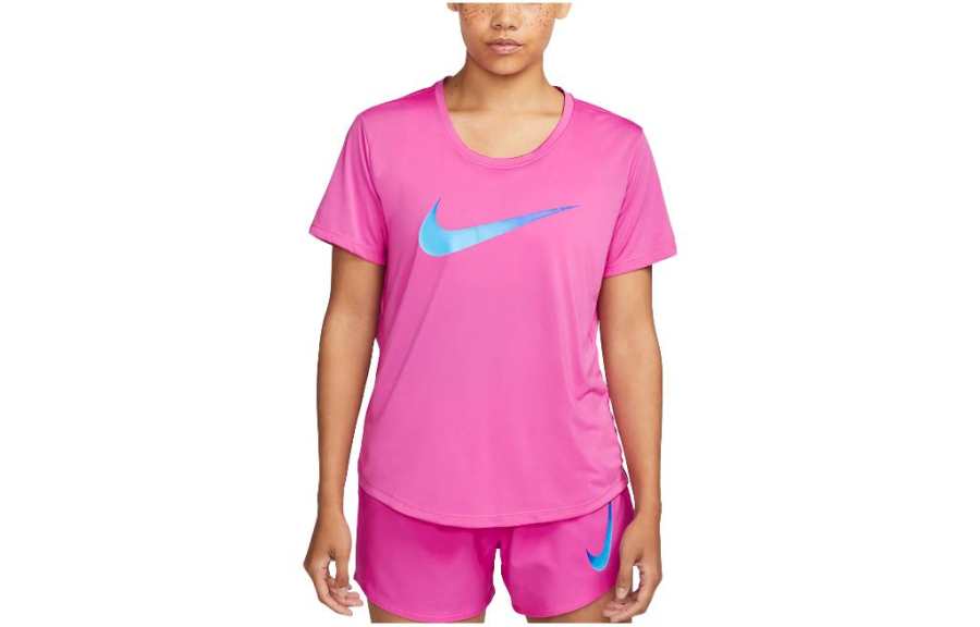 Nike Nike T Shirts Women's Dark Pink Crew Neck Moderate Straight Fit