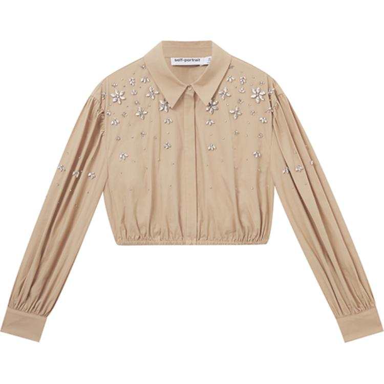 Self-portrait Self portrait Crystal embellished Cropped Shirt