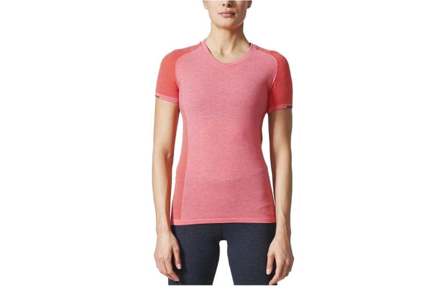 Adidas Adidas T Shirts Women's Coral Powder Crew Neck Moderate Straight Fit
