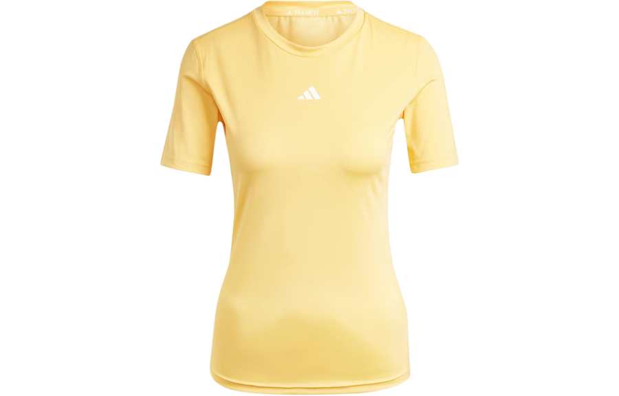 Adidas Adidas T Shirts Women's Yellow Crew Neck Moderate Straight Fit