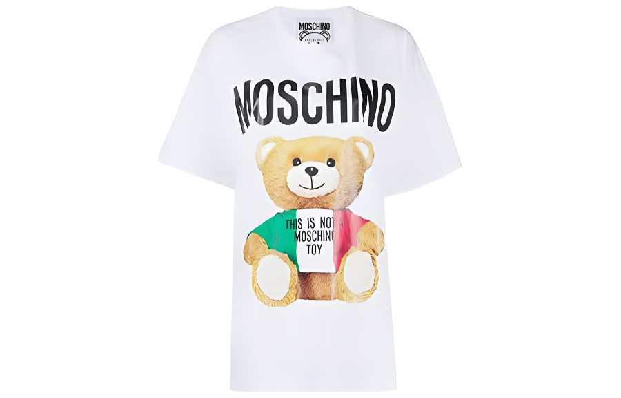 MOSCHINO T Shirts Women's White Crew Neck Moderate Straight Fit