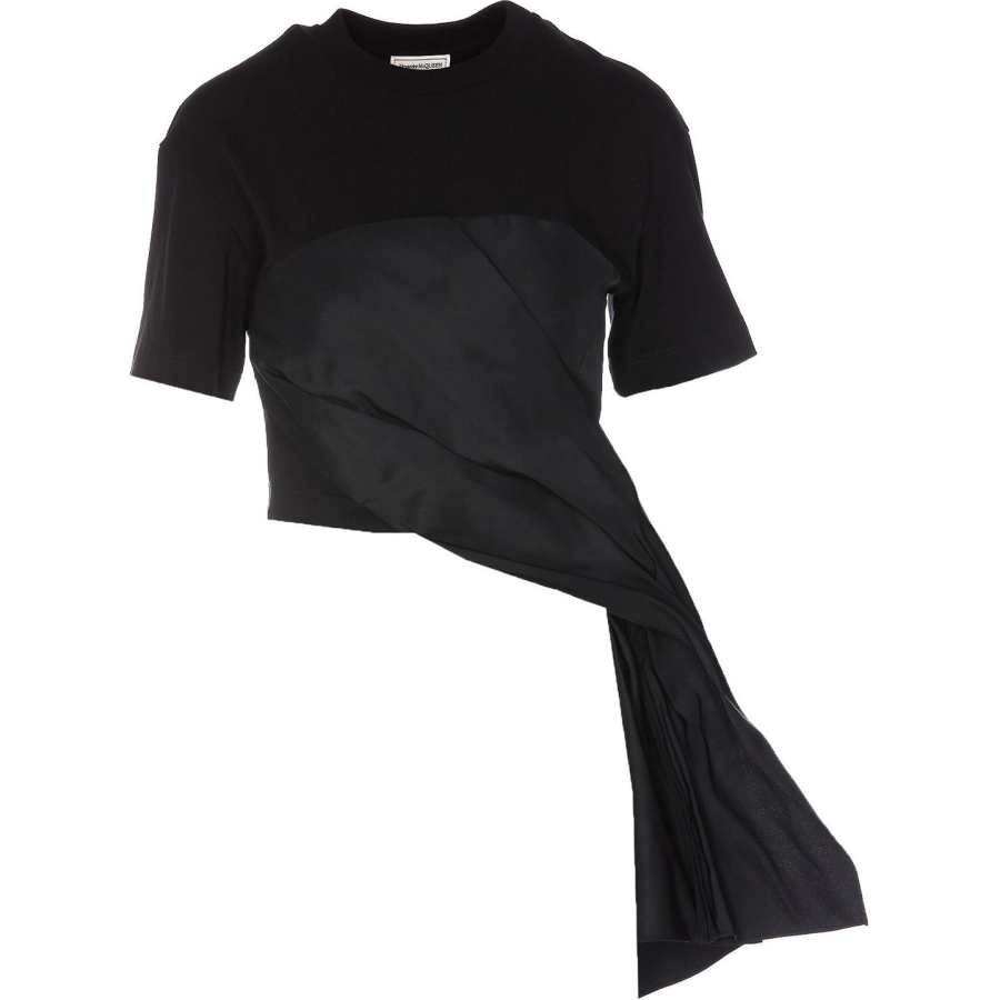 Alexander McQueen Asymmetric Ruched Detailed T Shirt
