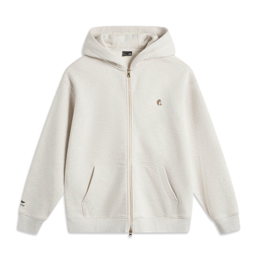 Li-Ning Li Ning Sports Fashion Collection Solid Color Zipper Hooded Comfortable And Breathable Fleece Lined Thermal Cardigan